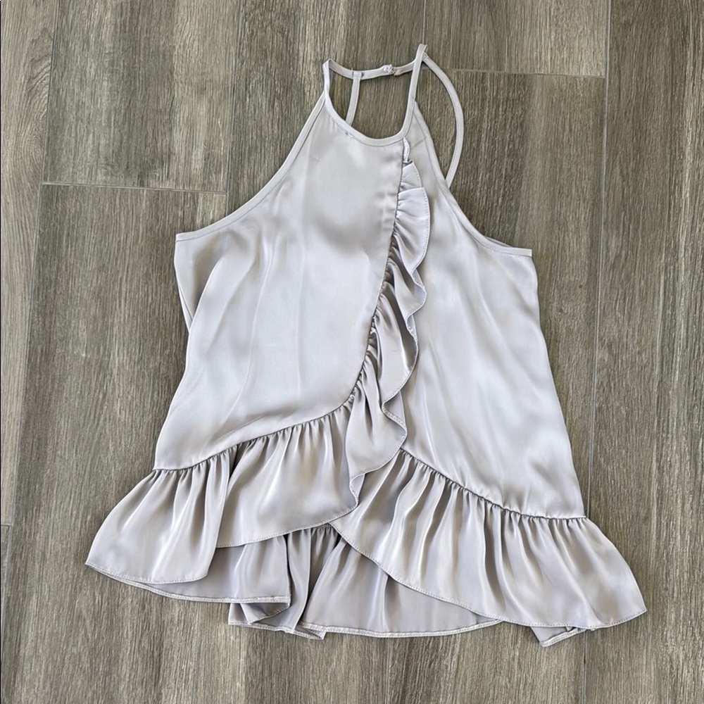 ASOS Light Gray Ruffled Blouse
